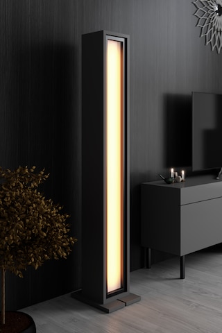 Nova Siyah Demir Ayaklı Rgb Led Işık Sistemli Antrasit Lambader Yok