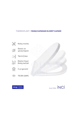 D-Form İnci Yavaş Kapanan Klozet Kapağı