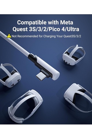 5 M Usb-c Vr Kablo Quest2/quest Pro/pico 4 Uyumlu Yüksek Hızlı Bağlantı Kablosu Beyaz