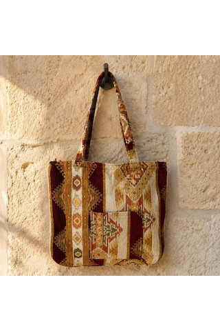 Bk Gift El Yapımı Otantik Türk Kilim Omuz Çantası -14, Günlük, Kitap, Tablet, Plaj Ve Seyahat Çantası Çok Renkli
