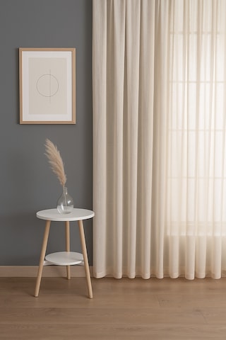 Estetik Modern Flamlı Dokulu Pileli Tül Perde Salon Oturma Odası Yatak Odası Çocuk Odası Bej
