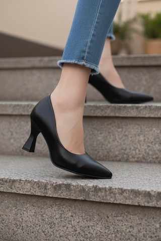 Marina Rosse Kadın Bena Topuklu Ayakkabı Şampanya Stiletto Siyah