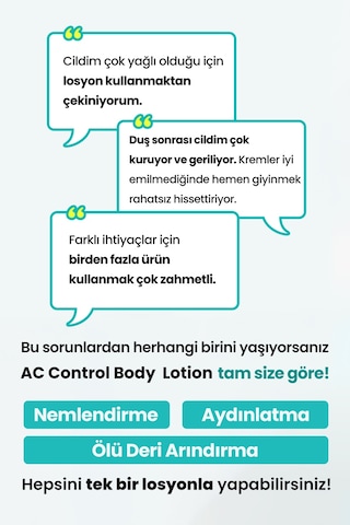 Akneye Eğilimli Ciltlere Leke Karşıtı Aydınlatıcı Vücut Losyonu Derma:b Ac Control Body Lotion