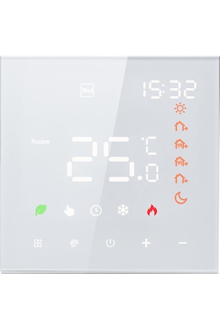 Xiyyadms Beyaz Su Isıtma Akıllı Termostat, Tam Dokunmatik Kontrol, Programlanabilir, 3a Yük, 5-70 C Aralığı, Ac 100-250v