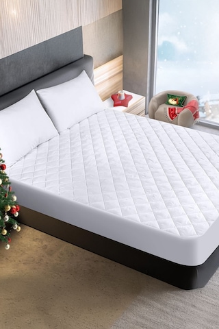 %100 Mikrofiber Kapitone Yatak Koruyucu Alez Full Kenar Çarşaf Fitted Tek Çift Battal Bebek Beyaz