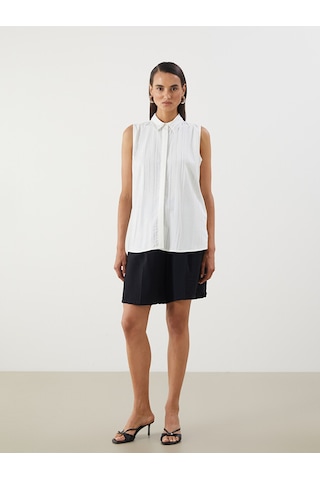 Lcwaıkıkı Classic Beyaz Regular Fit Taşlı Kadın Gömlek