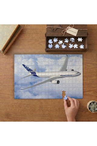 Bulutların Arasında Yolcu Uçağı Tasarımı 240 Parça Ahşap Puzzle Ahşap Kutuda Mpy10026