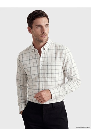 Lcwaıkıkı Classic Beyaz Regular Fit Ekose Oxford Erkek Gömlek