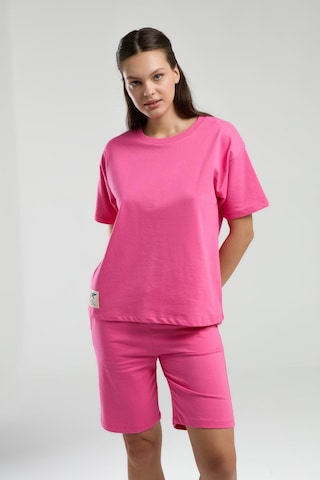 Roly Poly Kadın Bisiklet Yaka Kısa Kollu Bermuda Şortlu Pijama Takım Fuşya