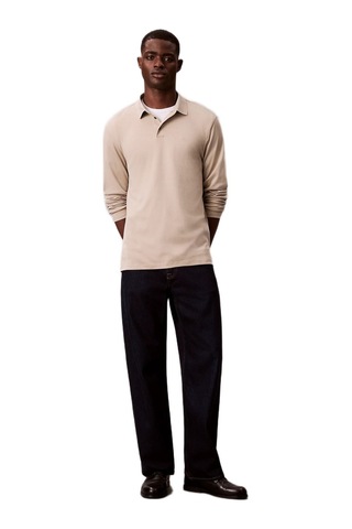 Calvin Klein Lv040em909 Ls Supima Cotton Solid Erkek Polo Tişört Bej