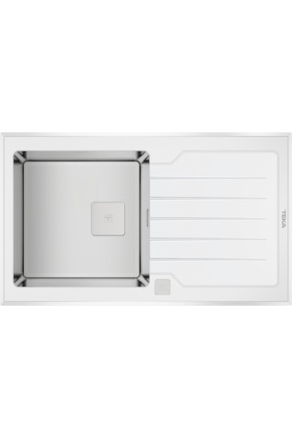 Teka Diamond Rs15 1B 1D 86 (Wst White) Tek Hazne Ve Tek Damlalıklı Cam Eviye - Beyaz - 115100012