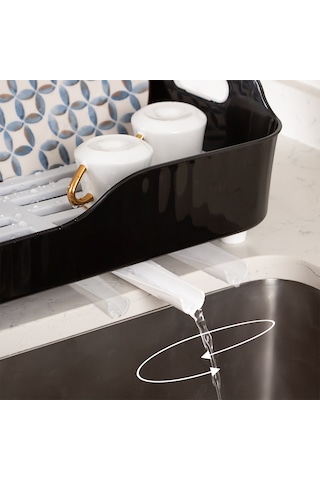 Porsima Akl-060 Siyah Lüks Tabaklık Bulaşıklık Su Akıtma Kanallı Siyah