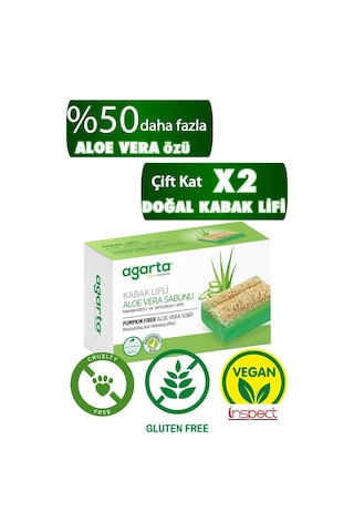 Agarta Doğal Kabak Lifli El Yapımı Aloe Vera Sabunu 2 x 125 G