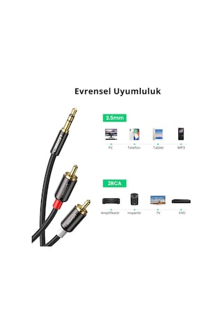Ugreen Rca 3.5mm Aux Ses Kablosu, 3 Metre, 10590