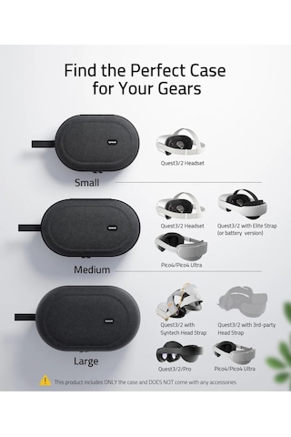 Large Sert Taşıma Çantası Meta Quest 3s/3/oculus 2/pico 4 Uyumlu Siyah M42-bl