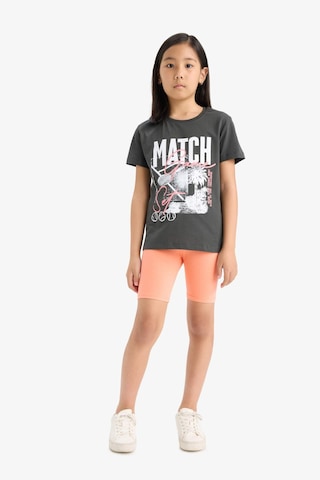 DeFacto Kız Çocuk Bisiklet Yaka Baskılı Kısa Kollu Tişört E0349A825SMAR211 Antrasit