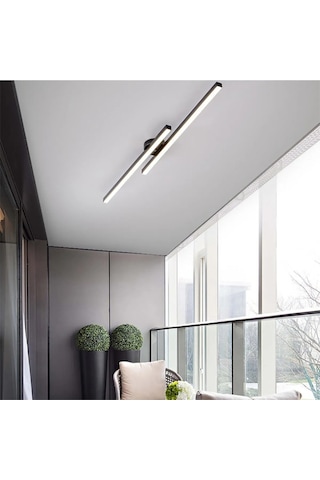 Modern Tavan Aydınlatması Çubuk Led Siyah Günışığı Lineer Avize Armatür 50 Cm Çubuk Uzunluğu Siyah