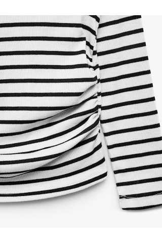 Koton Slim Fit Kaşkorse Bisiklet Yaka Uzun Kollu Çizgili Tişört Ekru Çizgili 7wkg10562ak
