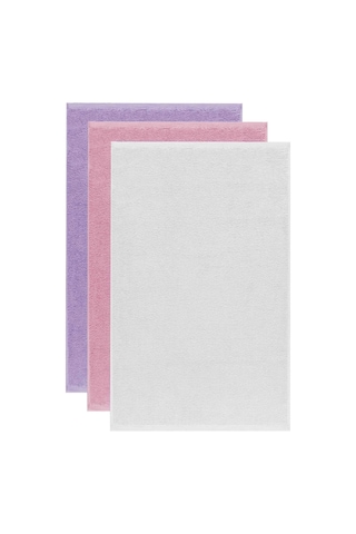 3 Lü Düz Renk El Yüz Havlu Seti %100 Pamuklu 50x90 Cm Mor-pembe-beyaz Çok Renkli