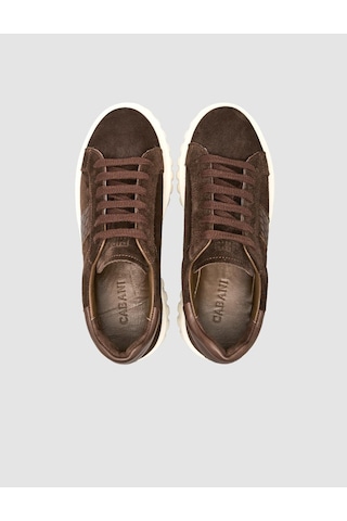 Süet Bağıcıklı Kroko Kahverengi Kadın Sneaker Ayakkabı Kahverengi