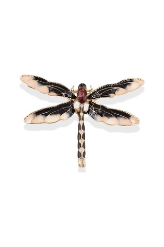 Sones Retro Yağ Damlayan Emaye Yusufçuk Broşu Siyah