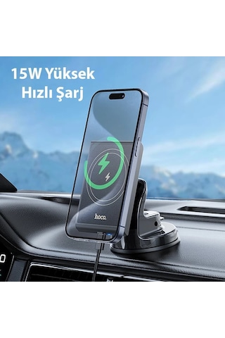 Hoco Hw20 Torpido Üstü Wireless Kablosuz Hızlı Şarj Araç Telefon Tutucu- 5775 Siyah