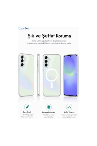 Samsung Galaxy Uyumlu A36 5G / A56 5G Yumuşak Magsafe Kablosuz Şarj Destekli Şeffaf Kılıf Kamera İçin Yükseltilmiş Çerçeve - A56 5G