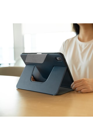 Apple Uyumlu iPad Air 11 2024 Standlı Kalem Bölmeli Kılıf Raptic Spin Detachable Folio Pu Ayrılabilir Lacivert