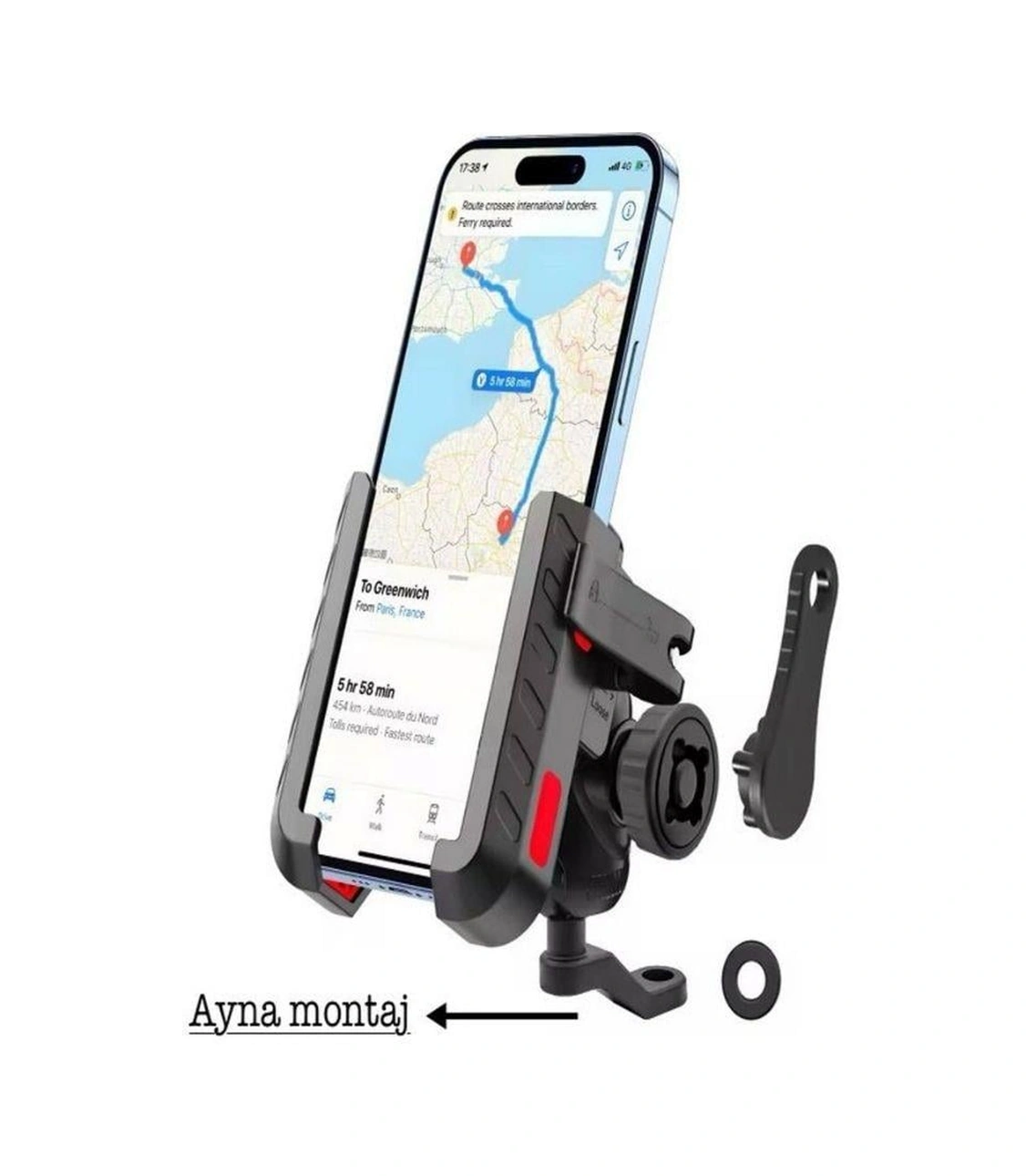 Titreşim Engelleyici 360 Döner Motosiklet Telefon Tutucu, Gidon Bağlantılı, 4 -6.9 Uyumlu Dayanıklı Tutacak-1464