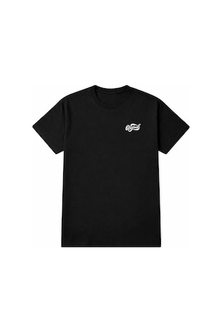 Unisex Bisiklet Yaka Original Yazılı Pamuklu Rahat Kalıp Baskılı Oversize T-shirt Siyah