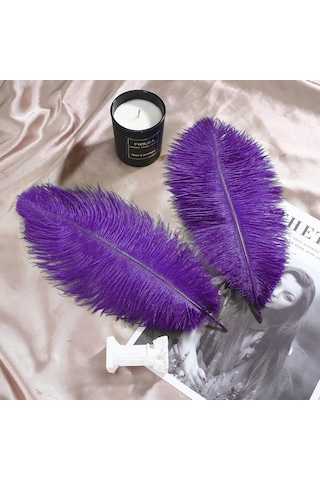 Kuzey Oyuncak 3 Adet Büyük Boy 35 Cm Mor Deve Kuşu Tüyü Vıp Purple Ostrıch Feather Büyük Boy Dekor Mor Kuş Tüyü 5+