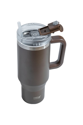 Tyeso Qq Termos Sızdırmaz Pipetli Çift Duvarlı Vakumlu 1200ml TS-8868KH Kahverengi
