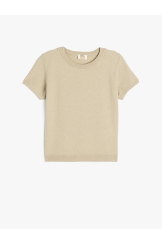 Koton Kısa Kollu Bisiklet Yaka Basic Triko Kazak Bej 5skb90006tt Ekru