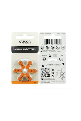 Oticon 13 Numara 1.45V İşitme Cihazı Pili 6 x 10'lu