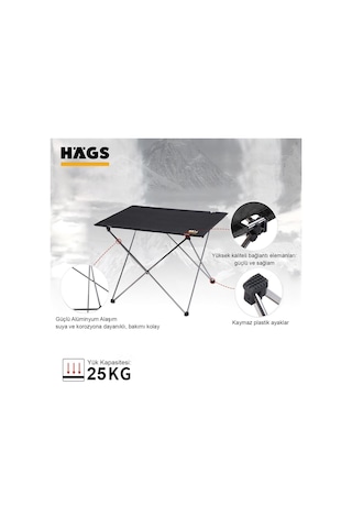 Haegs Ultralight Katlanır Kamp Sehpası, Piknik, Bbq, Doğa Aktiviteleri, Hiking, Plaj İçin Taşınabilir Kompakt Roll Up Outdoor Kamp Masası - Kamp Piknik Sehpası Küçük - Siyah Açık Ceviz