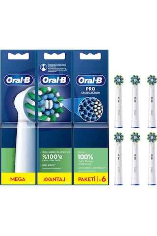 Oral-B Cross Action Şarjlı Diş Fırçası Yedek Başlığı 6'lı Mavi - Yeşil