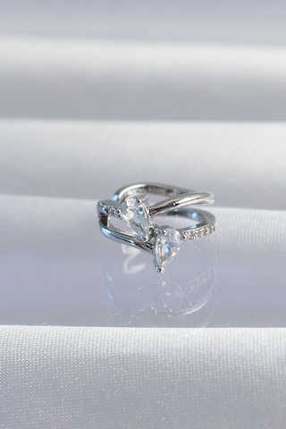 Pirinç Gümüş Renk Zirkon Taşlı Damla Earcuff Küpe Altın