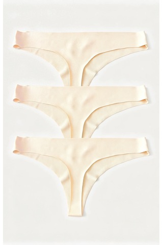 Skin Verse Lazer Kesim Tanga Külot 3'lü Set Bej - Ten