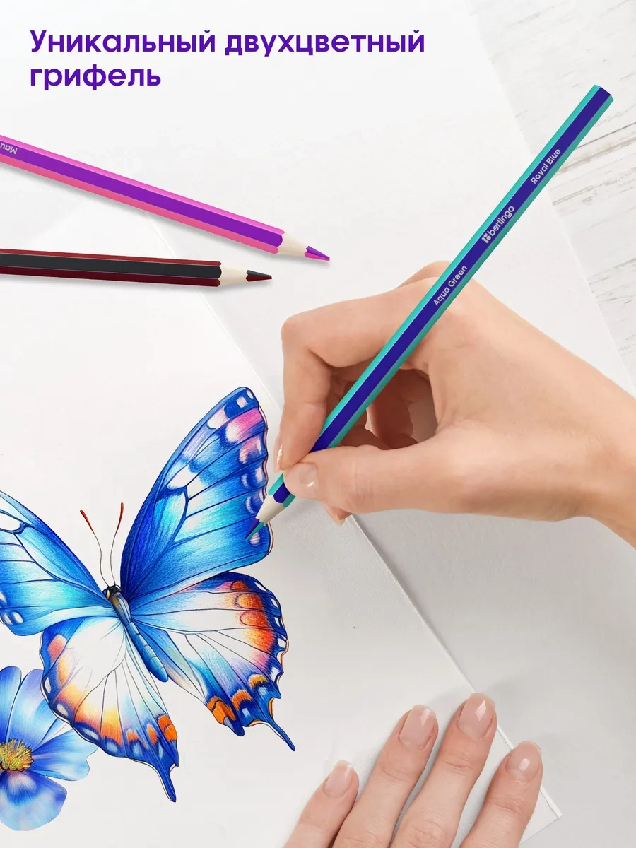 Berlingo Okul İçin 24 Renkli Kalem, 12'li 17310016 Açık Mavi