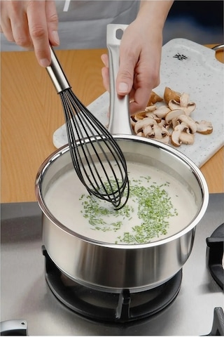 Mithra Life MIT1007 Paslanmaz Çelik Saplı Silikon Çırpıcı Gri