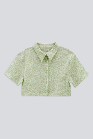 (KIDS) ÇİÇEKLİ CROP GÖMLEK Açık Yeşil