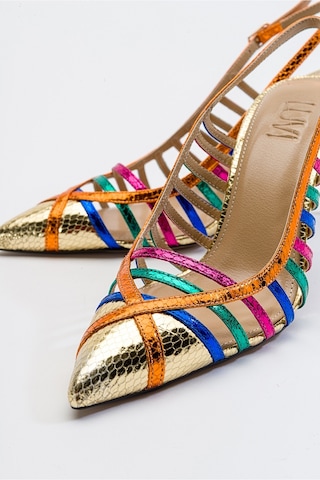 Luvishoes Gesto Altın Multi Kadın Topuklu Ayakkabı Altın