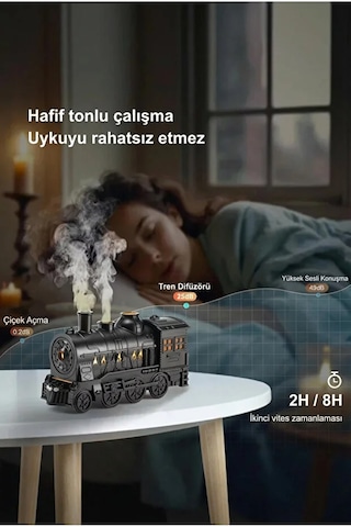 Tren Tasarımlı Ultrasonik Aroma Difüzörü Serin Sis Nemlendirici Usb Kumandalı 300 Ml