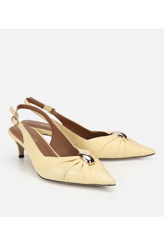 Hotiç Kadın Deri Sarı Gold Tokalı Arkası Açık Kısa Topuklu Stiletto 01ayh321440a520 01ayh321440a520