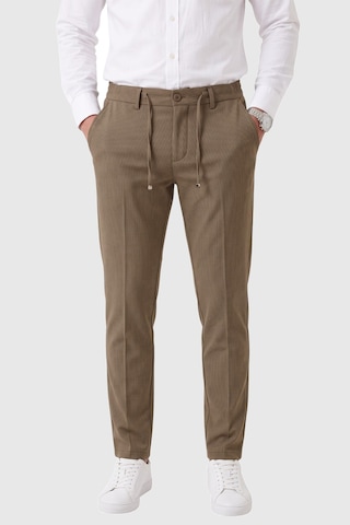 Rizzup Erkek Slim Fit Çizgili Açık Kahve Kumaş Pantolon İpli Esnek Bel Likralı Spor Pantolon 2700240
