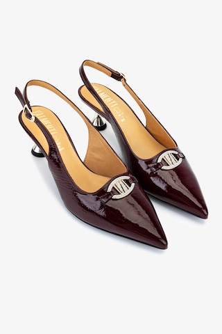 Valmenti Kadın Hakiki Deri Bordo Slingback Ayakkabı 611 H51005 Bn Ayk Sk25-26 Bordo Vernıce Bordo