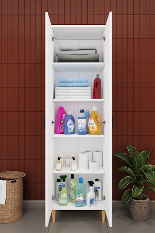 Modern 2 Kapaklı Çok Amaçlı Mutfak Banyo Dolabı %100 Mdf Erzak Kiler Dolabı Fd03 Beyaz