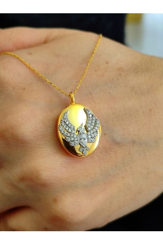 Modagümüşevi 925 Ayar Gümüş Alya Anka Kuşu Kolye 45 CM