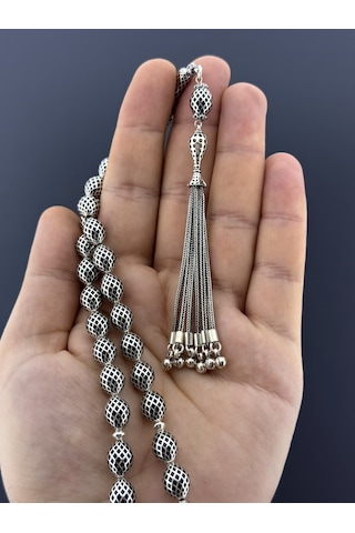 Muri Tesbih 50,8 Gr Gümüş Tesbih Beyzi Kesim 8,50x11,50