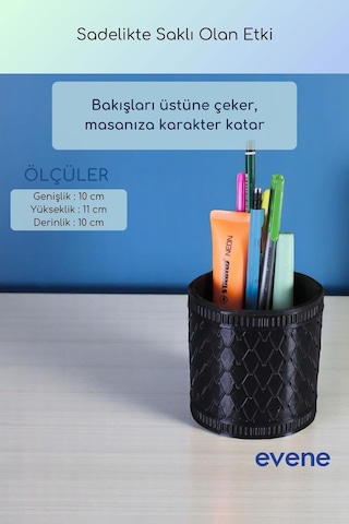 Kalemlik Masa Kalemliği Organizer Kalemlik Siyah Renk Model 87 Çok Renkli